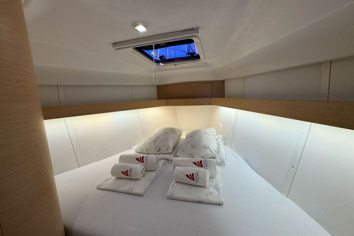 Cabin on Maloi, a Elan Impression 40 sailboat at Grad Biograd na Moru, Croatia