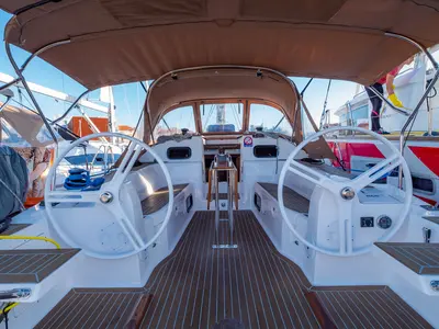 Deck of Maloi, a Elan Impression 40 sailboat at Grad Biograd na Moru, Croatia
