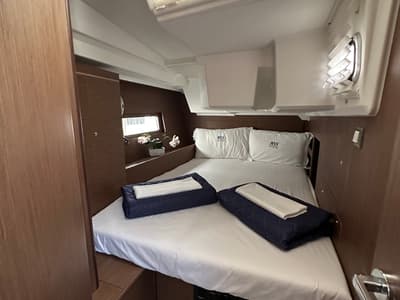 Cabin on Moonraker, a Beneteau Oceanis 46.1 sailboat at Olbia, Italy