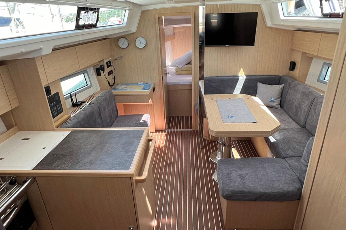 Salon of Moya, a Bavaria C38 sailboat at Split, Croatia