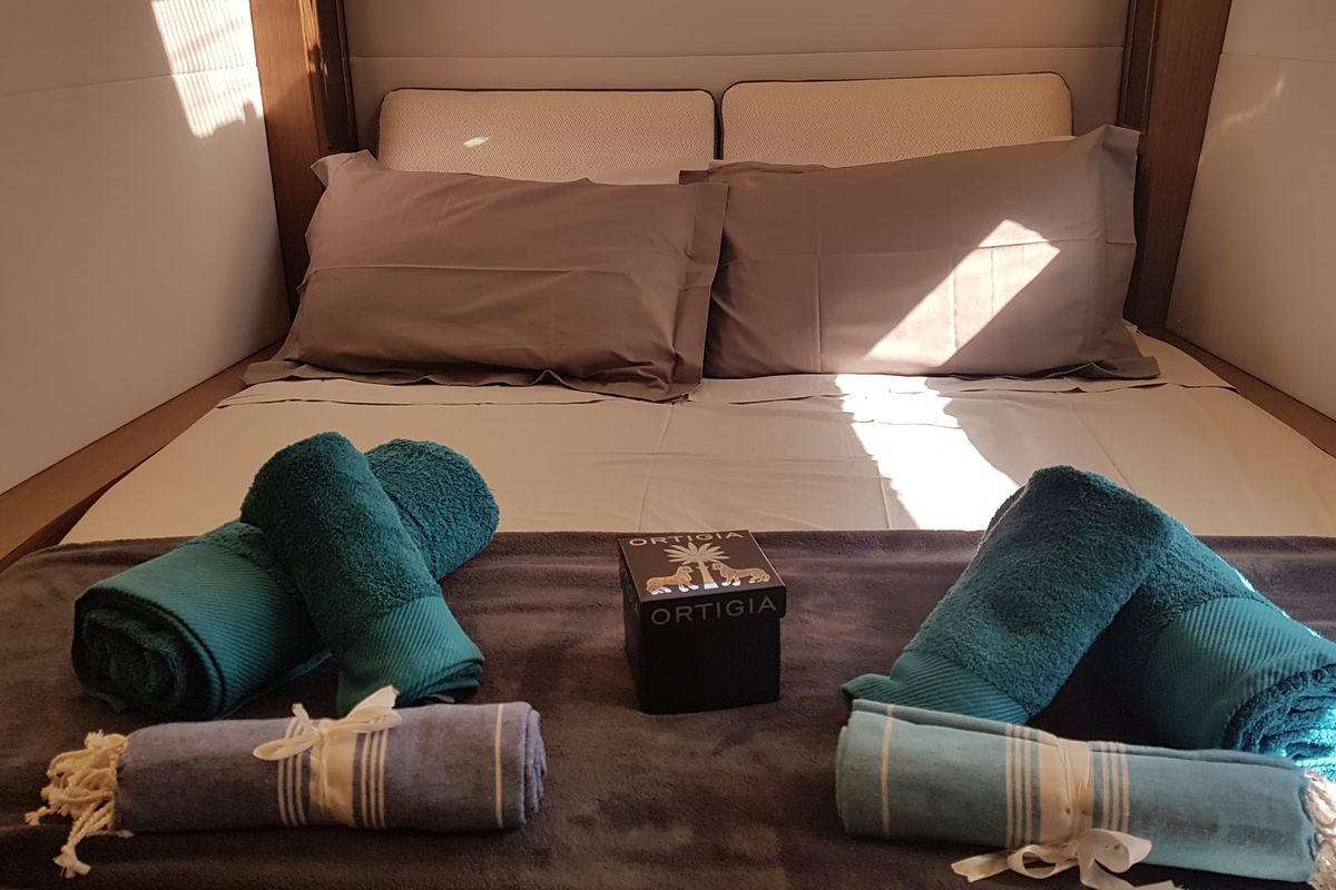 Cabin on OHANA, a Lagoon 50 catamaran at Capo d'Orlando, Italy