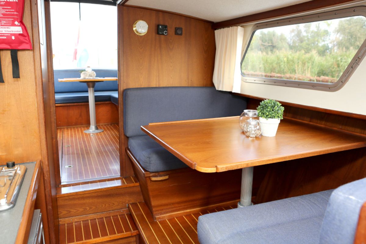 Salon of Australis, a Pedro 800 motorboat at Heukelum, Netherlands