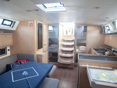 Salon of Hande, a Beneteau Oceanis 45 sailboat at Marmaris, Turkey
