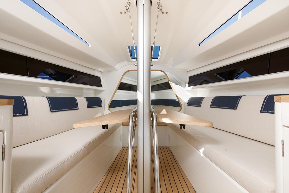 Salon of Bellissima, a Italia Yachts Italia 9.98 sailboat at Punat, Croatia
