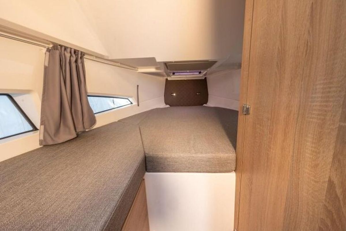 Cabin on Sintaxion, a Nordkapp Coupe 905 motorboat at Municipal Unit of Elefsina, Greece