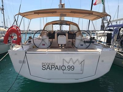 Cockpit of Podere Sapaio, a Dufour 460 GL sailboat at Cecina, Italy