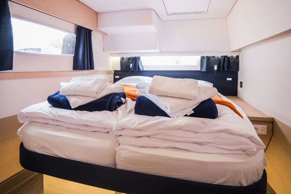 Cabin on Princess Aphrodite, a Fountaine Pajot Saba 50 catamaran at Grad Trogir, Croatia