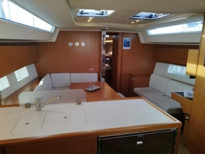 Galley of Carpe Diem, a Bavaria C45 sailboat at Municipal Unit of Lefkada, Greece