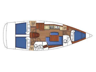 Floor plan of Galaxy, a Beneteau Oceanis 40 sailboat at Municipal Unit of Lefkada, Greece