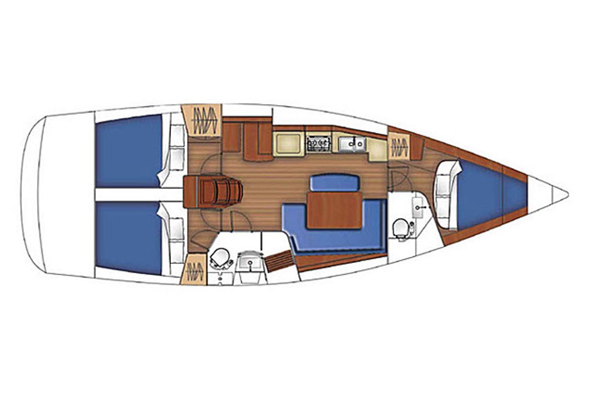 Floor plan of Galaxy, a Beneteau Oceanis 40 sailboat at Municipal Unit of Lefkada, Greece