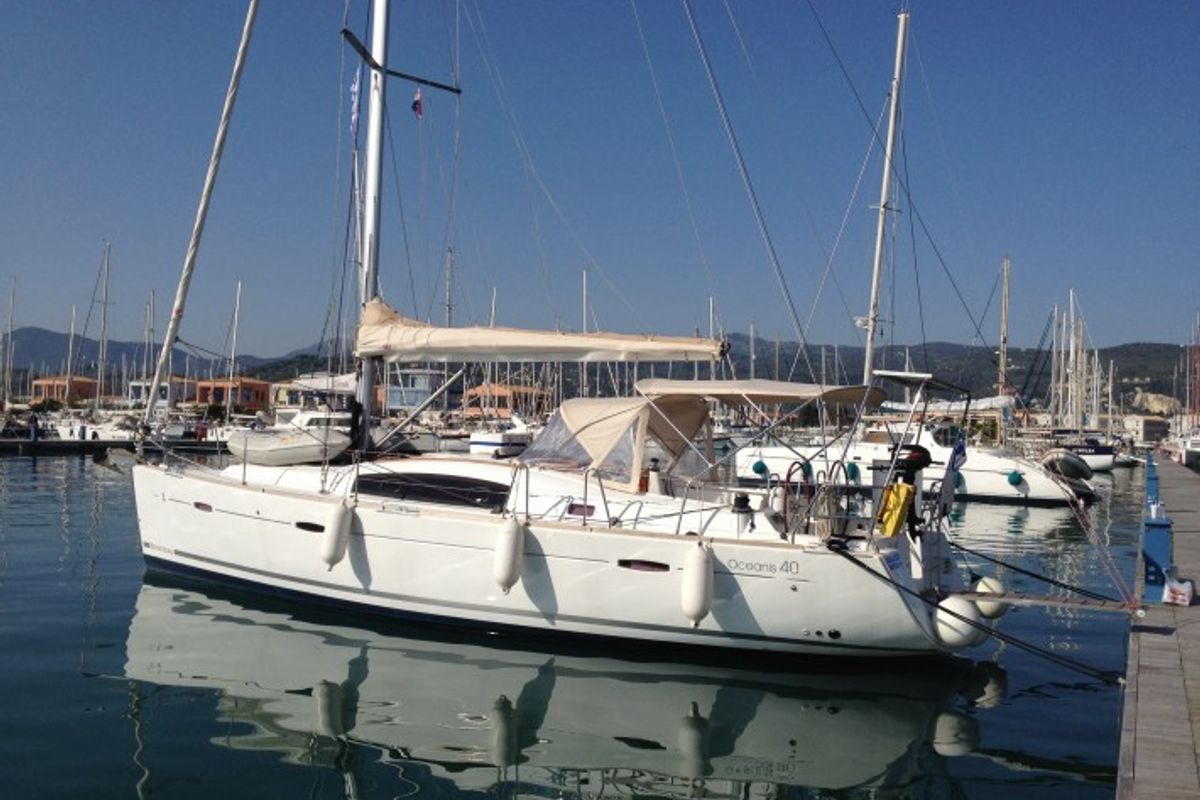 Exterior view of Galaxy, a Beneteau Oceanis 40 sailboat at Municipal Unit of Lefkada, Greece