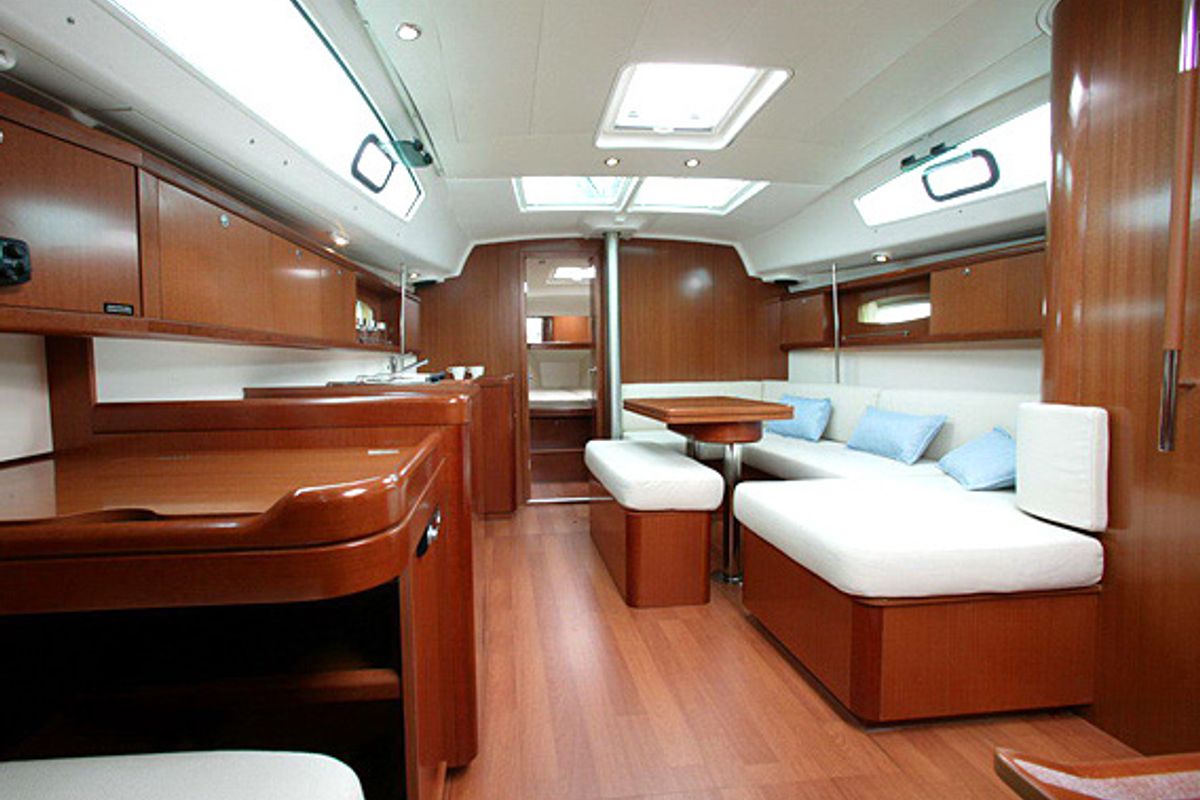 Salon of Galaxy, a Beneteau Oceanis 40 sailboat at Municipal Unit of Lefkada, Greece