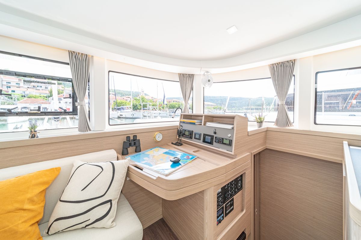 Salon of First Adventure, a Lagoon 42 catamaran at Skradin, Croatia