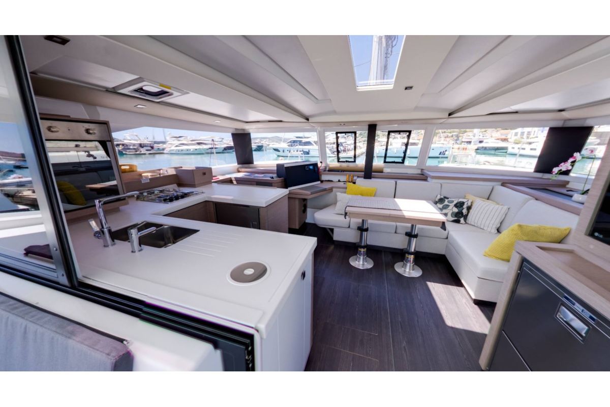 Salon of Magic Summer, a Fountaine Pajot Astréa 42 catamaran at Seget Donji, Croatia