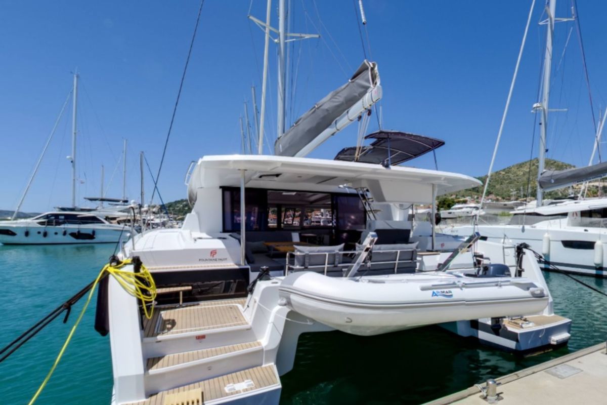 Exterior view of Magic Summer, a Fountaine Pajot Astréa 42 catamaran at Seget Donji, Croatia