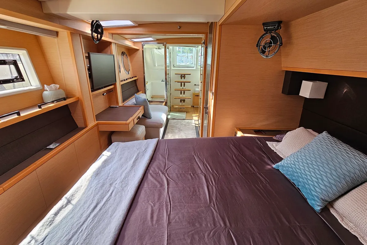 Premium +, a Lagoon Lagoon Power 630 catamaran at Sitges, Spain