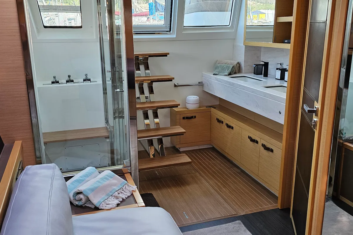 Premium +, a Lagoon Lagoon Power 630 catamaran at Sitges, Spain