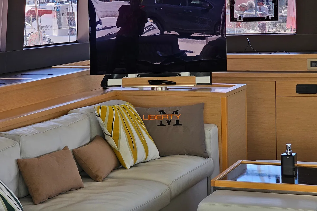 Premium +, a Lagoon Lagoon Power 630 catamaran at Sitges, Spain
