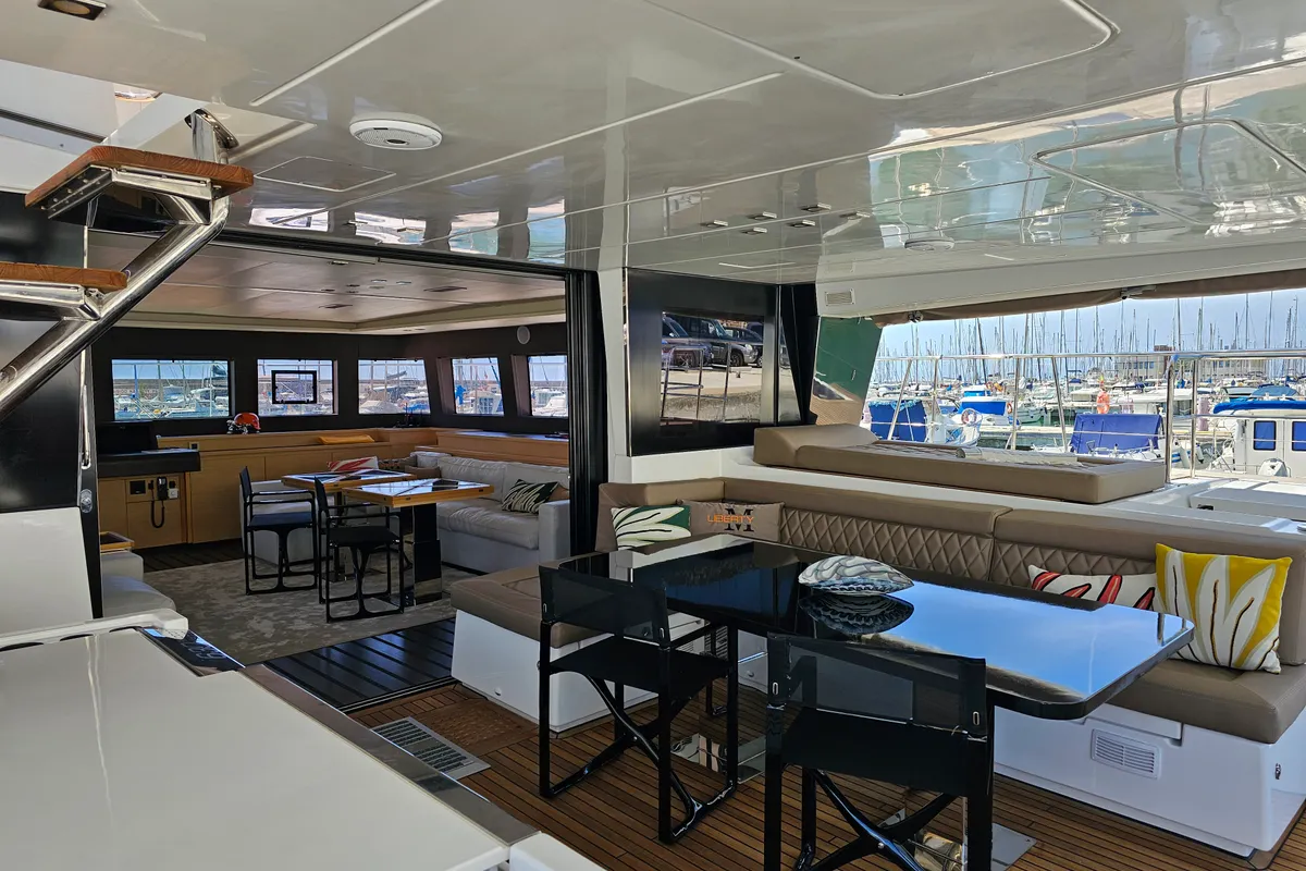 Premium +, a Lagoon Lagoon Power 630 catamaran at Sitges, Spain