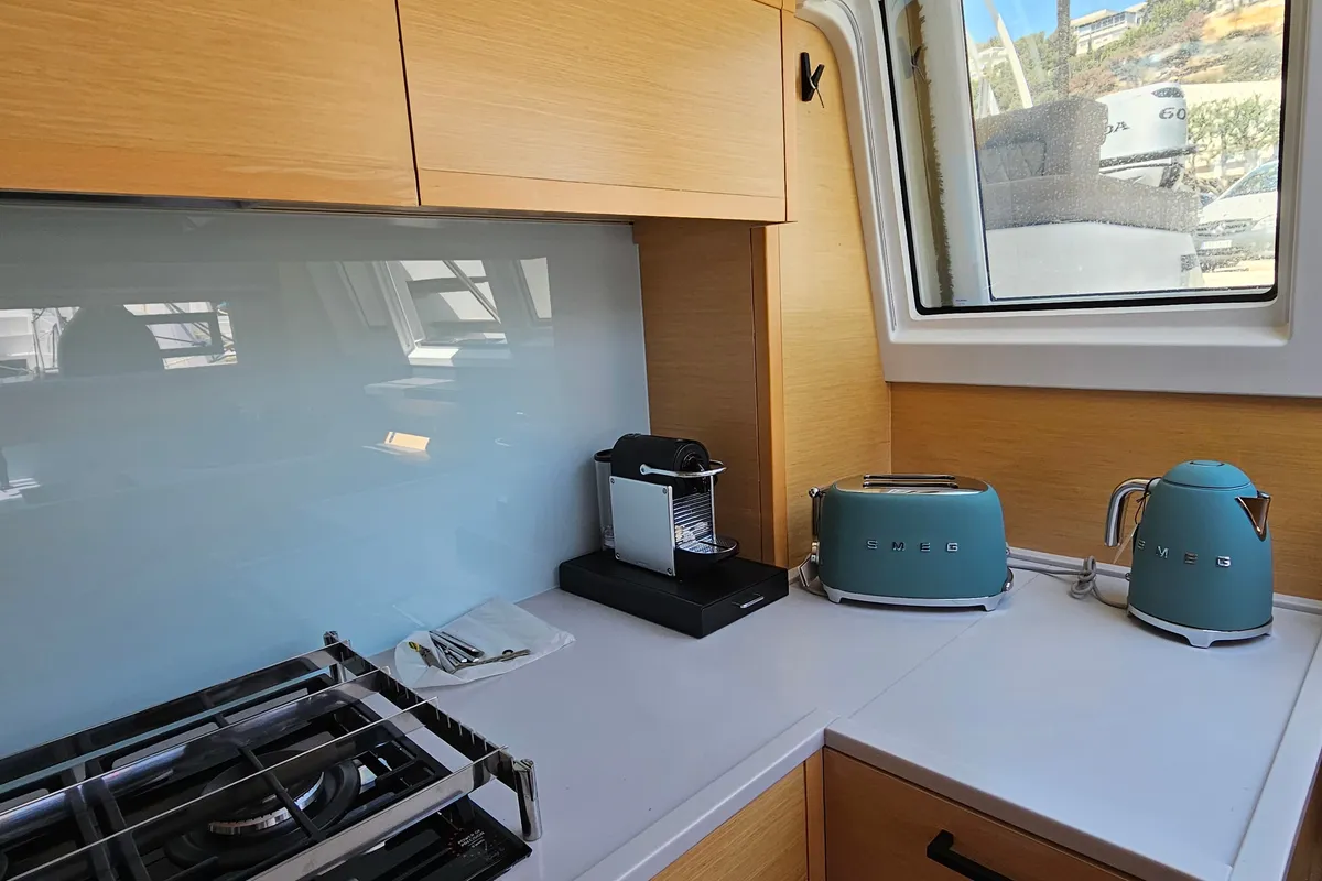 Premium +, a Lagoon Lagoon Power 630 catamaran at Sitges, Spain