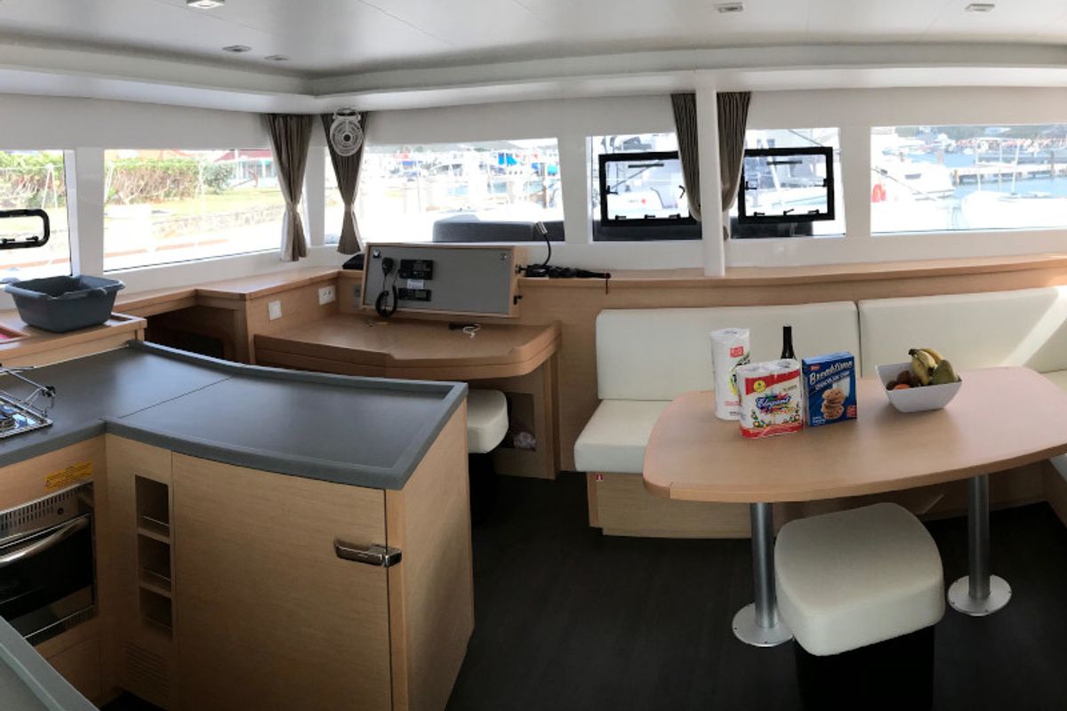 Salon of Fantasy, a Lagoon 450 catamaran at Preveza, Greece