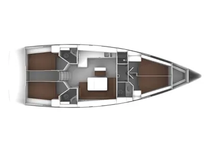 Floor plan of No name, a Bavaria Cruiser 46 sailboat at Fethiye, Turkey