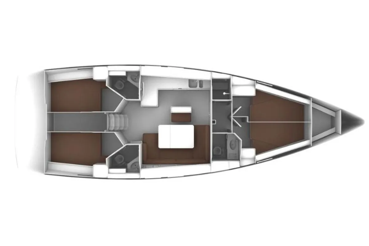 Floor plan of No name, a Bavaria Cruiser 46 sailboat at Fethiye, Turkey