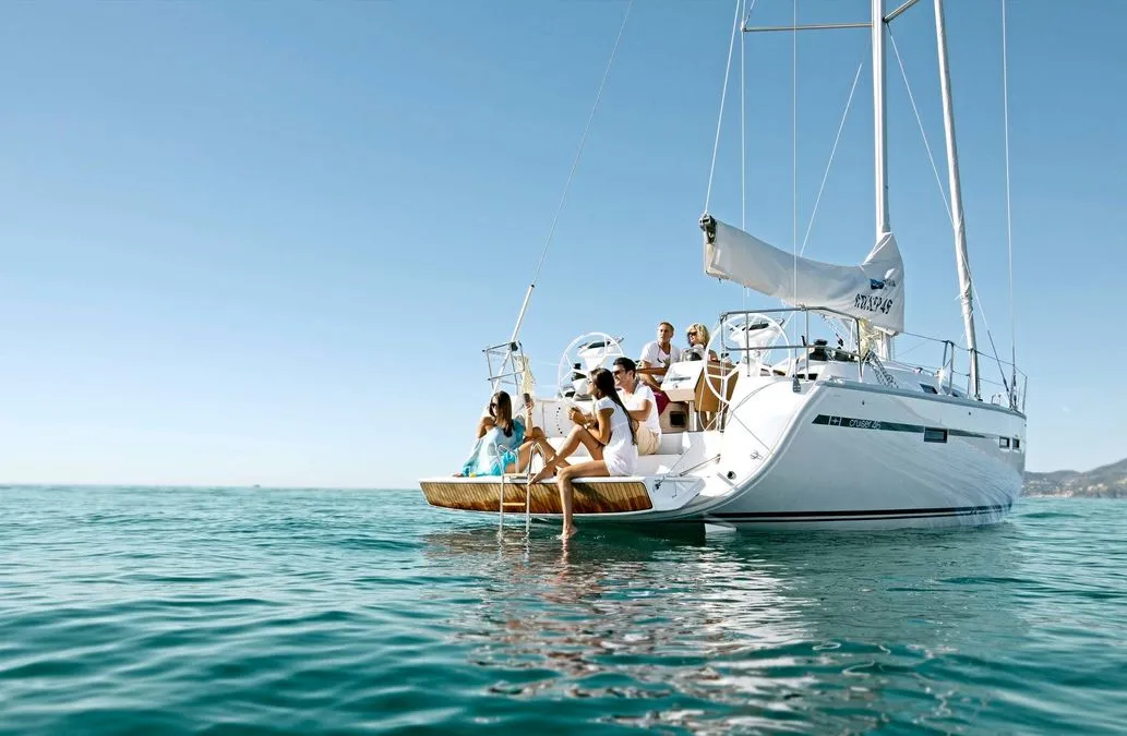 Exterior view of No name, a Bavaria Cruiser 46 sailboat at Fethiye, Turkey