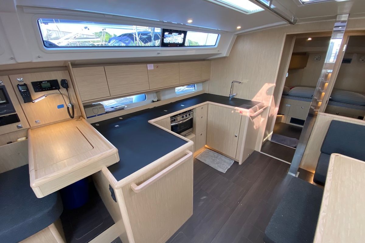 Galley of Lady Andaman, a Bavaria C46 sailboat at Mai Khao, Thailand