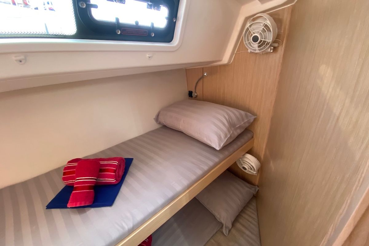 Cabin on Lady Andaman, a Bavaria C46 sailboat at Mai Khao, Thailand