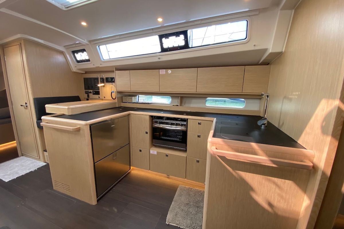 Galley of Lady Andaman, a Bavaria C46 sailboat at Mai Khao, Thailand