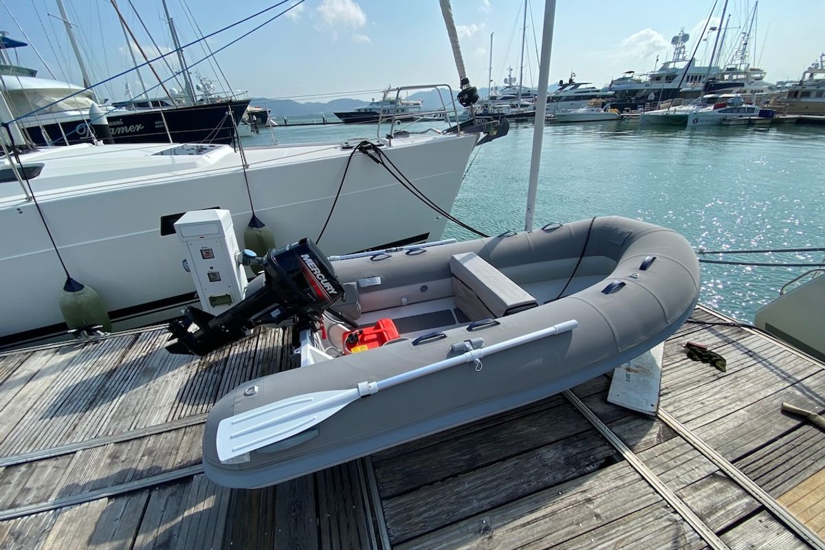 Exterior view of Lady Andaman, a Bavaria C46 sailboat at Mai Khao, Thailand