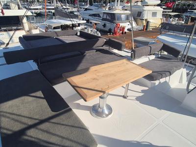Deck of Royal Salute, a Bali 4.6 catamaran at Fethiye, Turkey