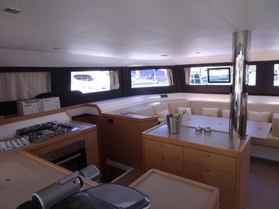 Salon of Sonia, a Dufour Catamaran 48 catamaran at Salerno, Italy