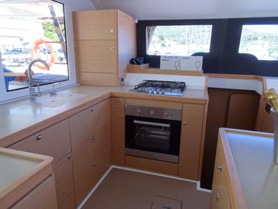 Galley of Sonia, a Dufour Catamaran 48 catamaran at Salerno, Italy