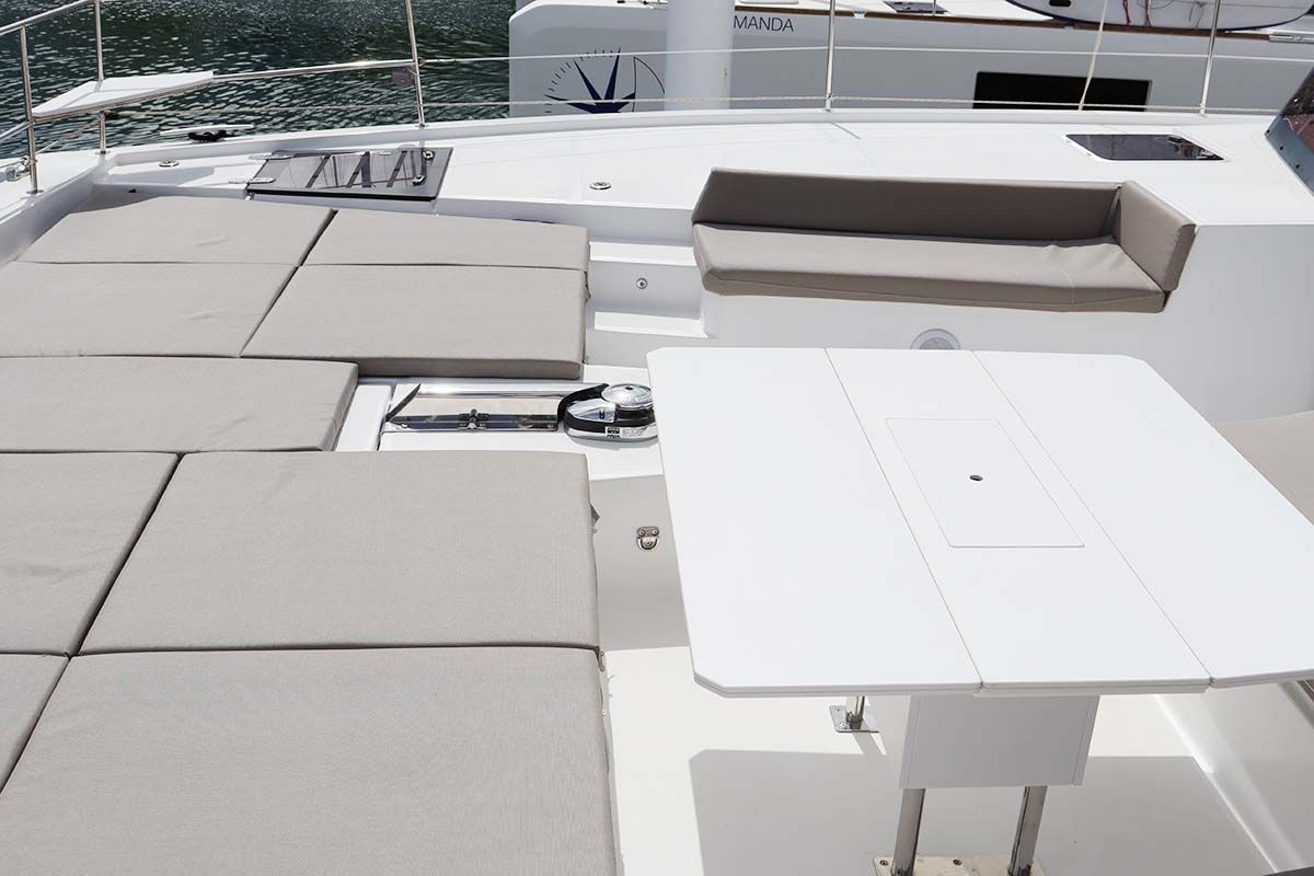 Deck of Schrödinger's, a Bali 5.4 catamaran at Road Town, British Virgin Islands