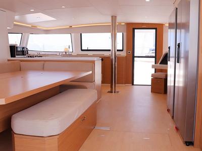 Salon of Schrödinger's, a Bali 5.4 catamaran at Road Town, British Virgin Islands
