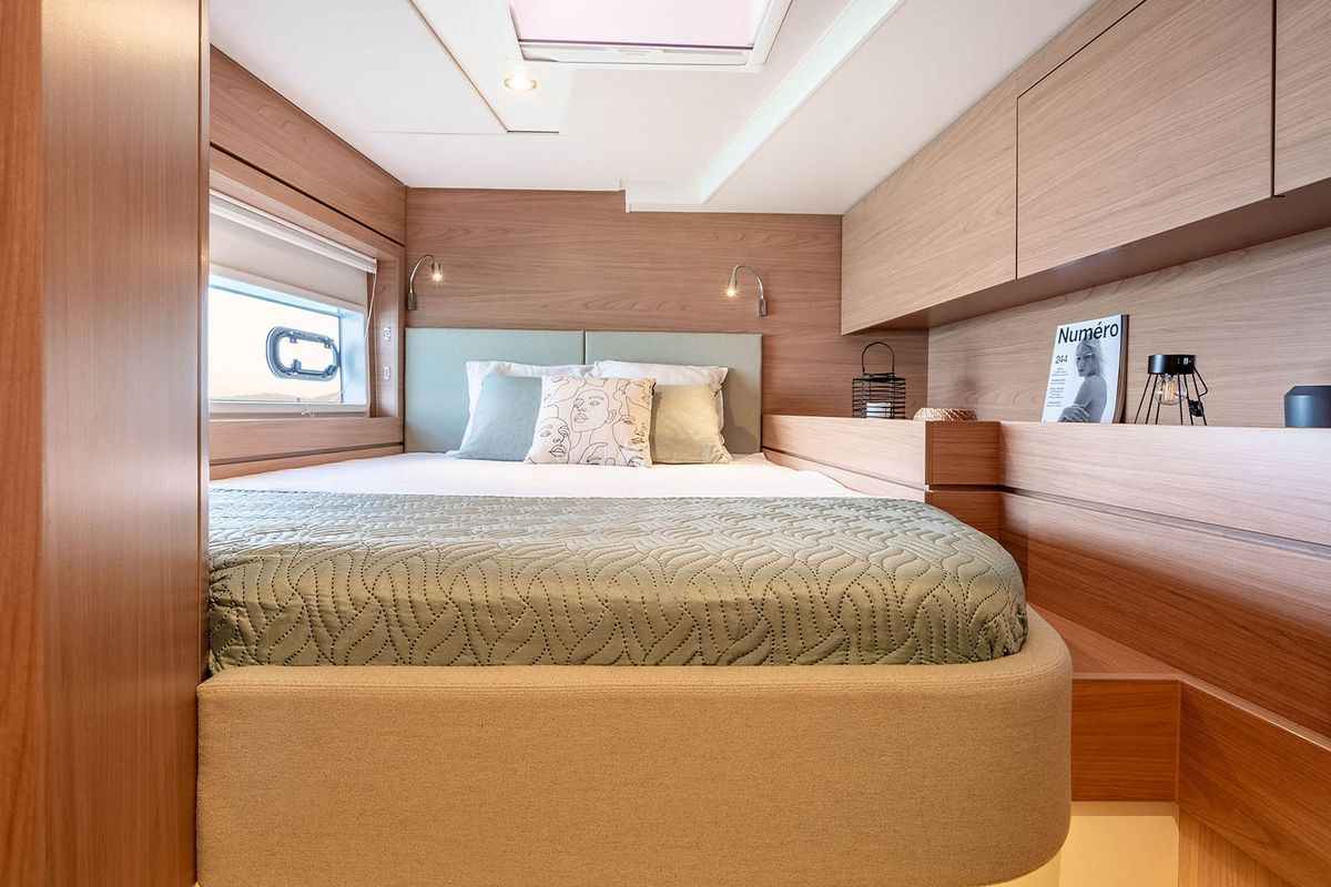 Cabin on Noni, a Bali 4.6 catamaran at Lavreotiki Municipal Unit, Greece