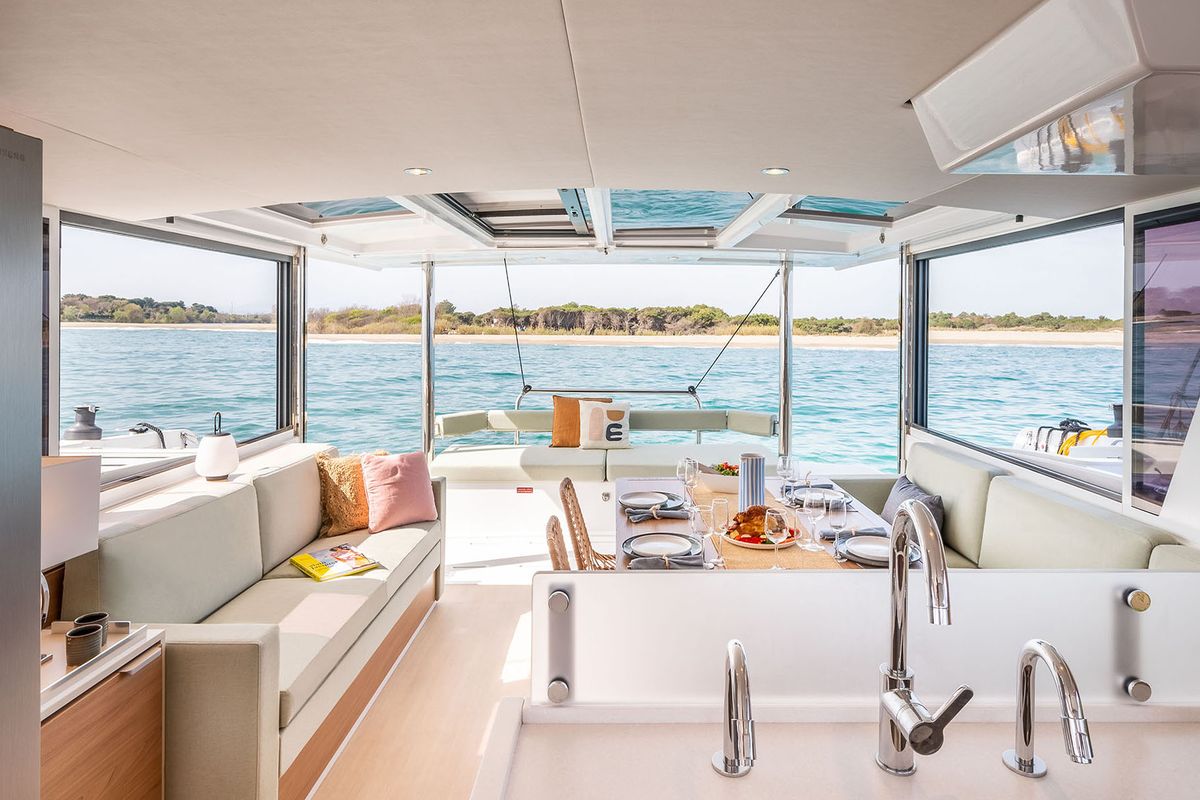 Galley of Noni, a Bali 4.6 catamaran at Lavreotiki Municipal Unit, Greece