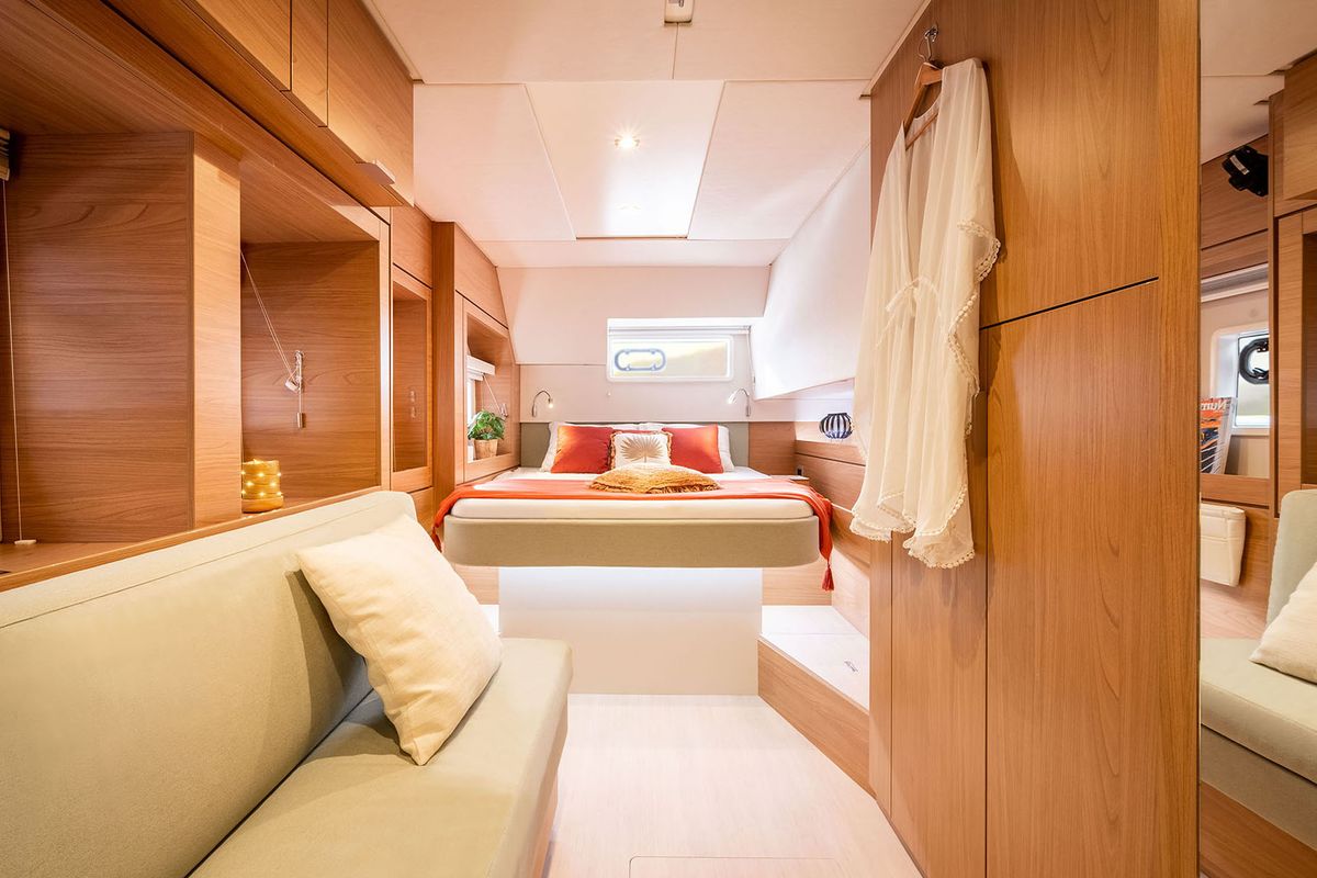 Cabin on Noni, a Bali 4.6 catamaran at Lavreotiki Municipal Unit, Greece