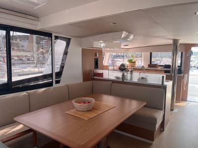 Salon of Noni, a Bali 4.6 catamaran at Lavreotiki Municipal Unit, Greece
