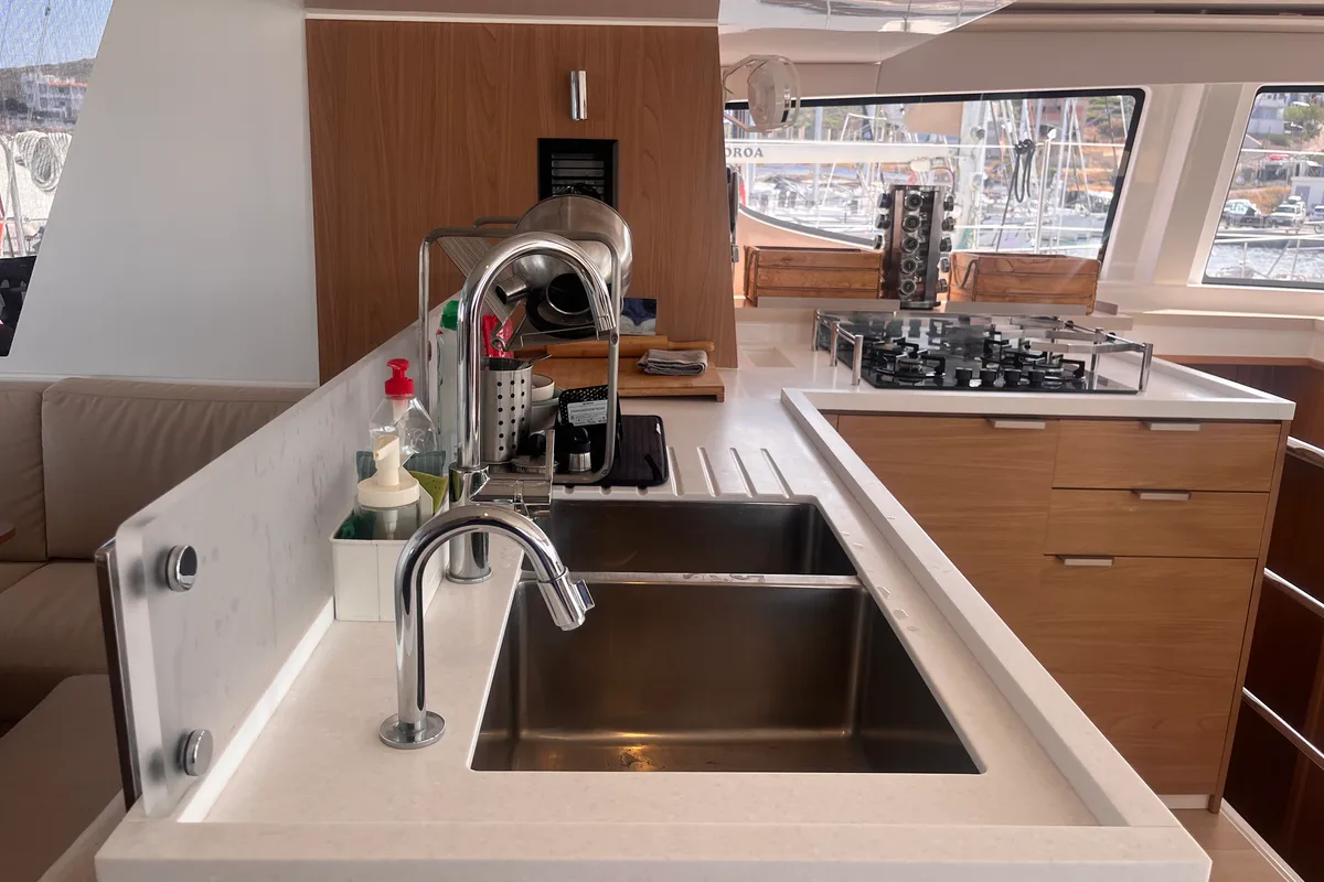Galley of Noni, a Bali 4.6 catamaran at Lavreotiki Municipal Unit, Greece