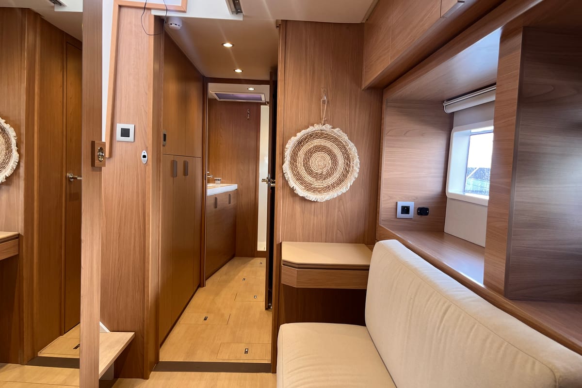 Salon of Noni, a Bali 4.6 catamaran at Lavreotiki Municipal Unit, Greece