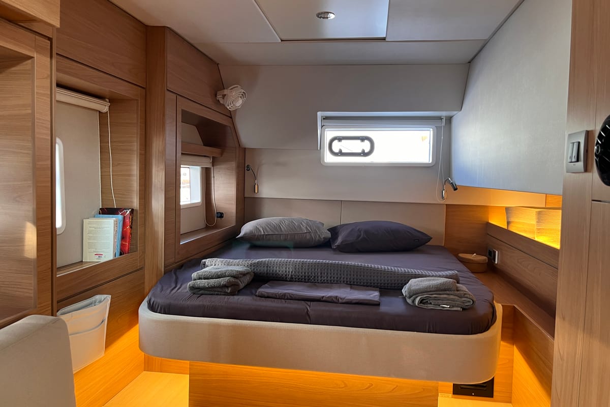 Cabin on Noni, a Bali 4.6 catamaran at Lavreotiki Municipal Unit, Greece