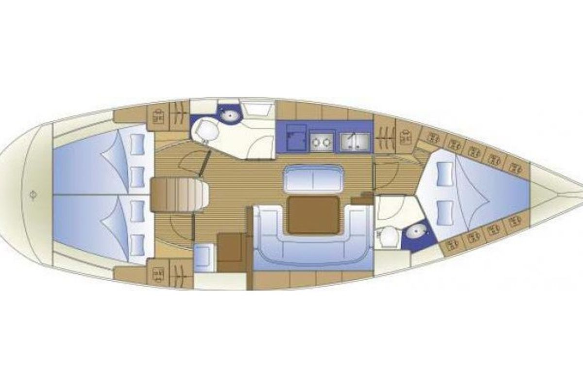 Floor plan of Arloup, a Bavaria Cruiser 40 sailboat at Port Navalo, France