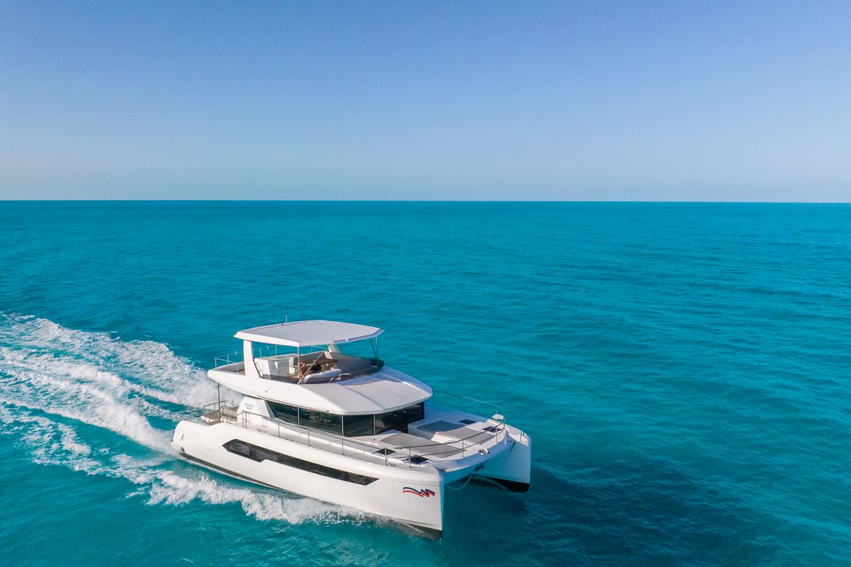 Exterior view of Leopard 53 PC Club, a Leopard 53 PC catamaran at Central Abaco, Bahamas