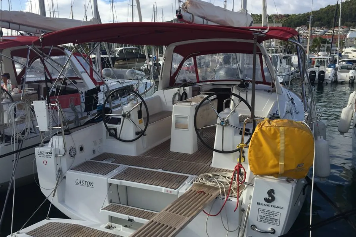 Cockpit of Gaston, a Beneteau Oceanis 35 sailboat at Split, Croatia