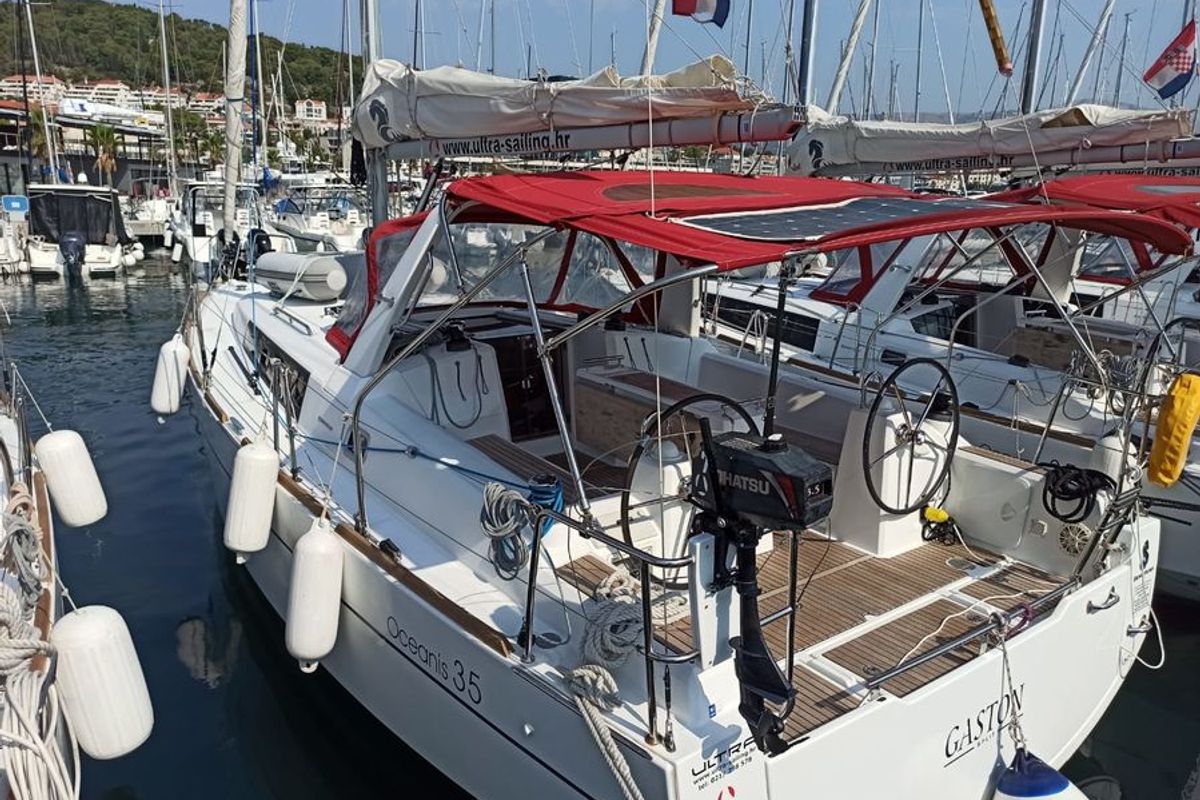 Exterior view of Gaston, a Beneteau Oceanis 35 sailboat at Split, Croatia