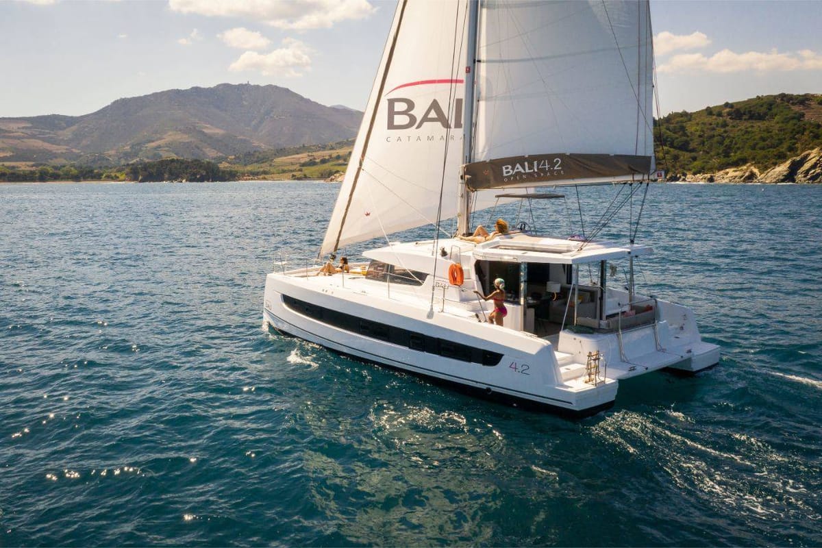 Exterior view of Azul, a Bali 4.2 catamaran at Procida, Italy