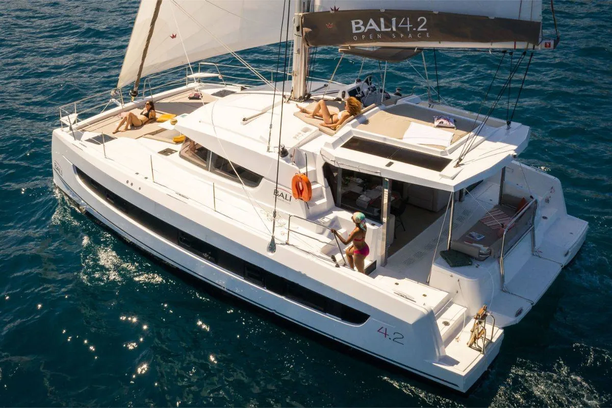 Exterior view of Azul, a Bali 4.2 catamaran at Procida, Italy